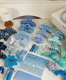 Blue series acetate hair accessories