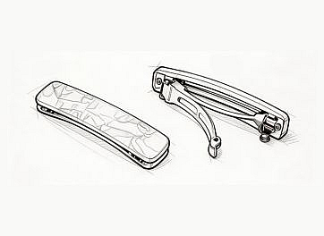 Design sketch of a white shell-patterned acetate hair clip