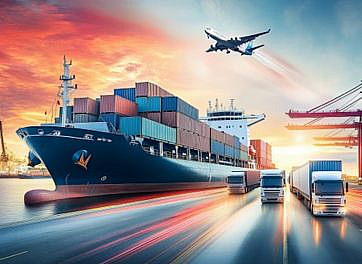 Three different modes of transportation (sea freight, air freight, and express delivery)
