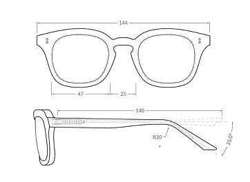 Acetate sunglasses design drawing
