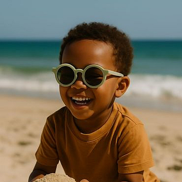 Children wearing acetate sunglasses