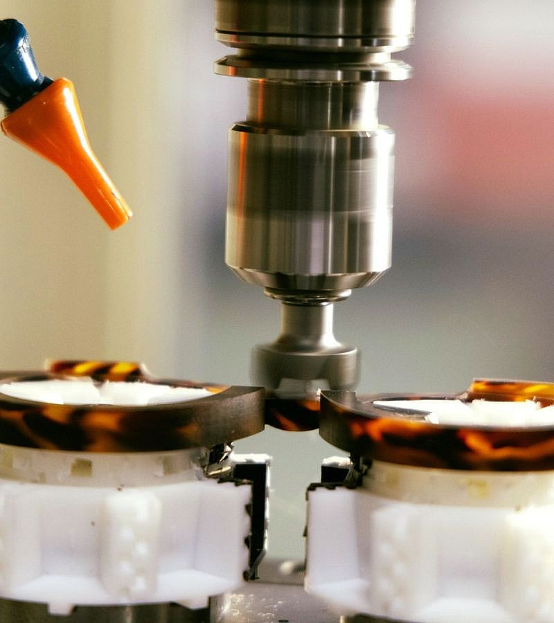 CNC machine precision carving of acetate sunglasses frames