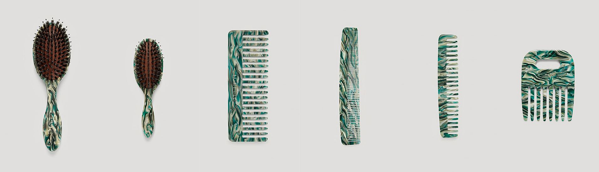 Various Styles of Acetate Combs and Hair Brushs
