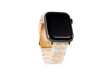 White shell-patterned acetate watch strap